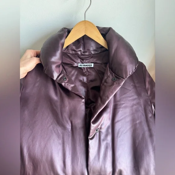 Jil Sander Silk Down Deep Purple Long Puffer Coat 38 - Picture 11 of 16